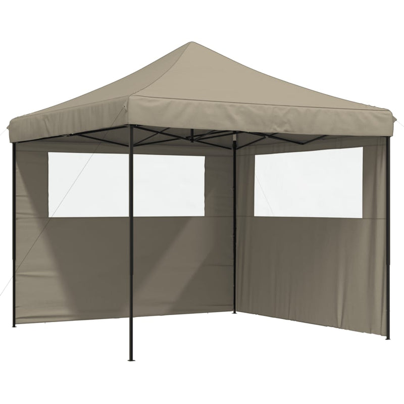 Afbeelding laden in galerijviewer, Vidaxl partytent inklapbaar pop-up met 2 zijwanden taupe
