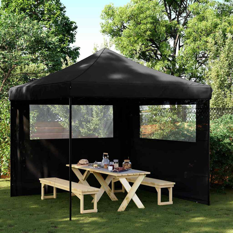 Load image into Gallery viewer, Vidaxl partytent inklapbaar pop-up met 2 zijwanden zwart
