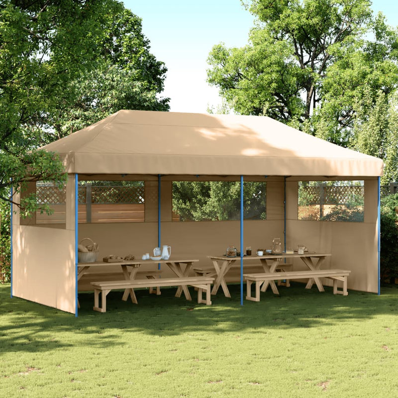 Load image into Gallery viewer, Vidaxl partytent inklapbaar pop-up met 3 zijwanden beige
