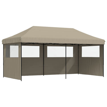 Vidaxl partytent inklapbaar pop-up met 3 zijwanden taupe