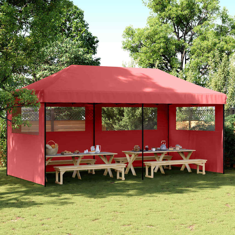 Load image into Gallery viewer, Vidaxl partytent inklapbaar pop-up met 3 zijwanden bordeauxrood
