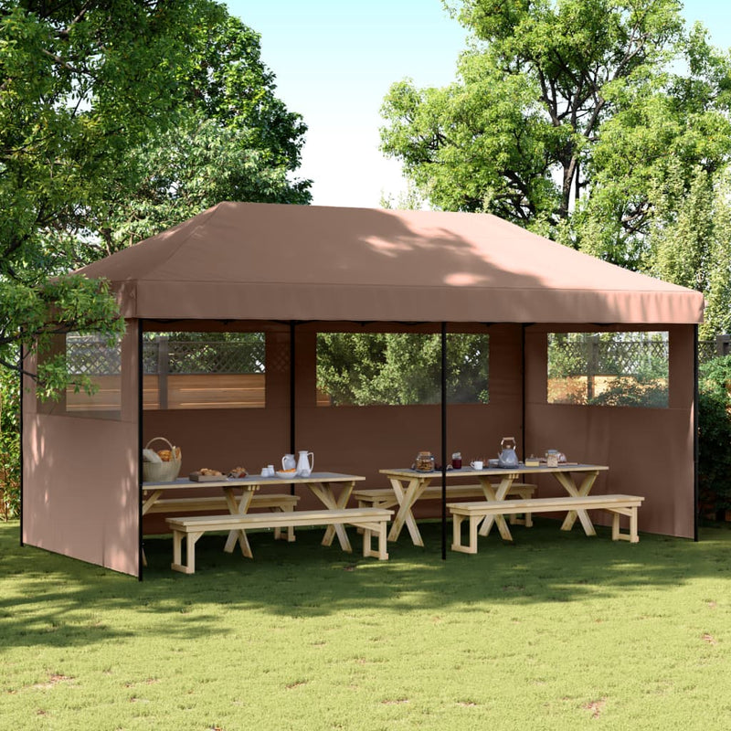 Load image into Gallery viewer, Vidaxl partytent inklapbaar pop-up met 3 zijwanden bruin
