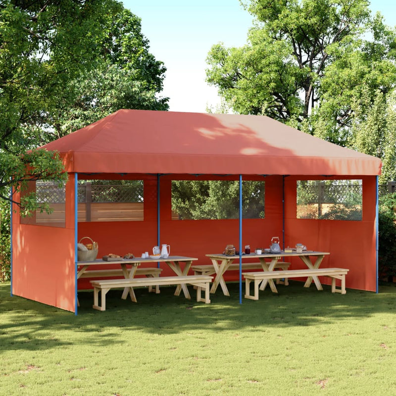Load image into Gallery viewer, Vidaxl partytent inklapbaar pop-up met 3 zijwanden terracottakleurig
