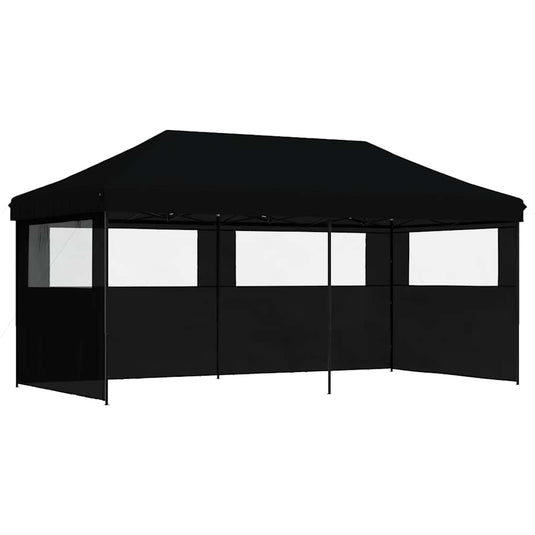 Vidaxl partytent inklapbaar pop-up met 3 zijwanden zwart