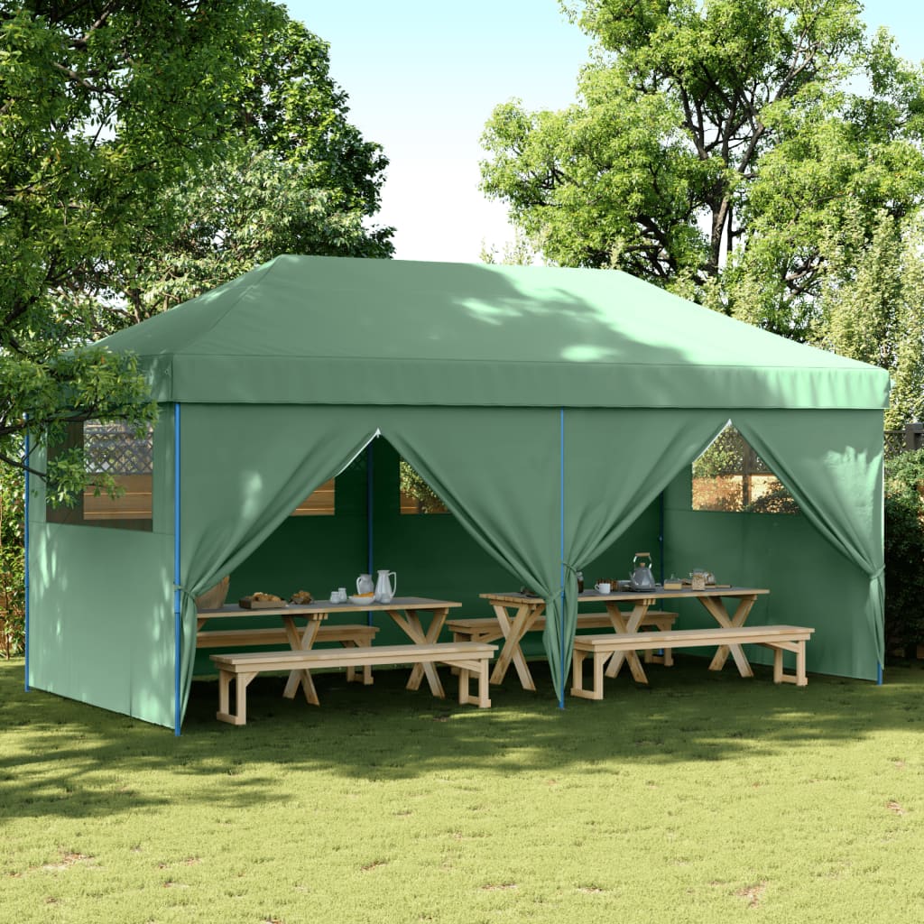 VidaXL Partytent inklapbaar pop-up met 4 zijwanden groen