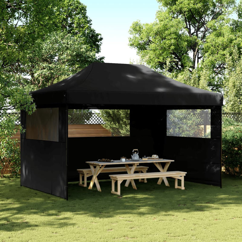 Load image into Gallery viewer, Vidaxl partytent inklapbaar pop-up met 3 zijwanden zwart
