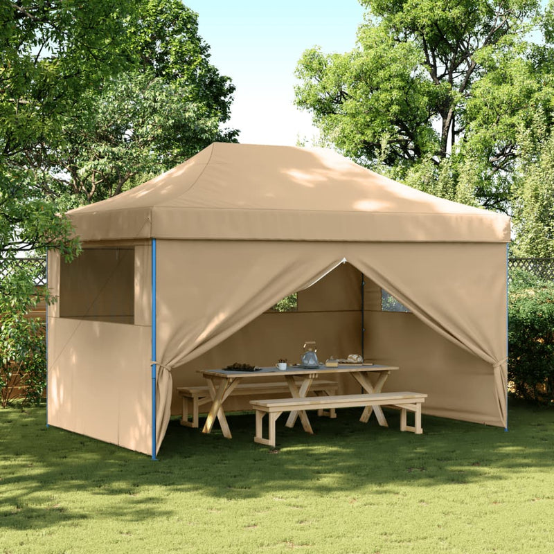 Load image into Gallery viewer, Vidaxl partytent inklapbaar pop-up met 4 zijwanden beige
