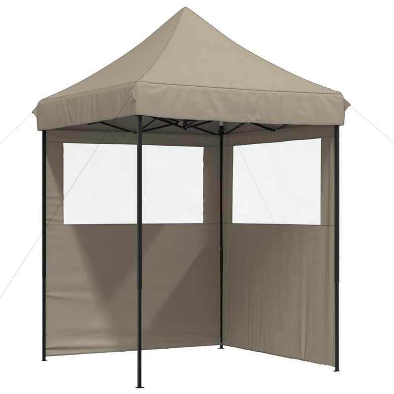 Afbeelding laden in galerijviewer, Vidaxl partytent inklapbaar pop-up met 2 zijwanden taupe

