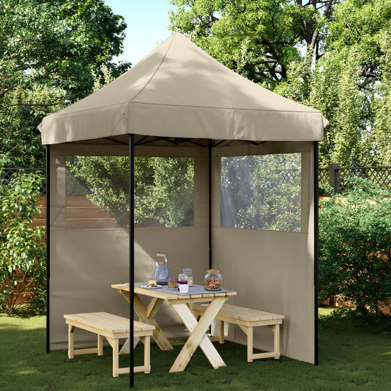 Afbeelding laden in galerijviewer, Vidaxl partytent inklapbaar pop-up met 2 zijwanden taupe
