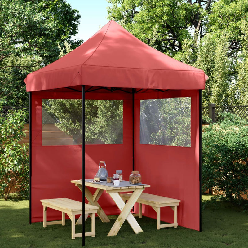 Load image into Gallery viewer, VidaXL Partytent inklapbaar pop-up met 2 zijwanden bordeauxrood
