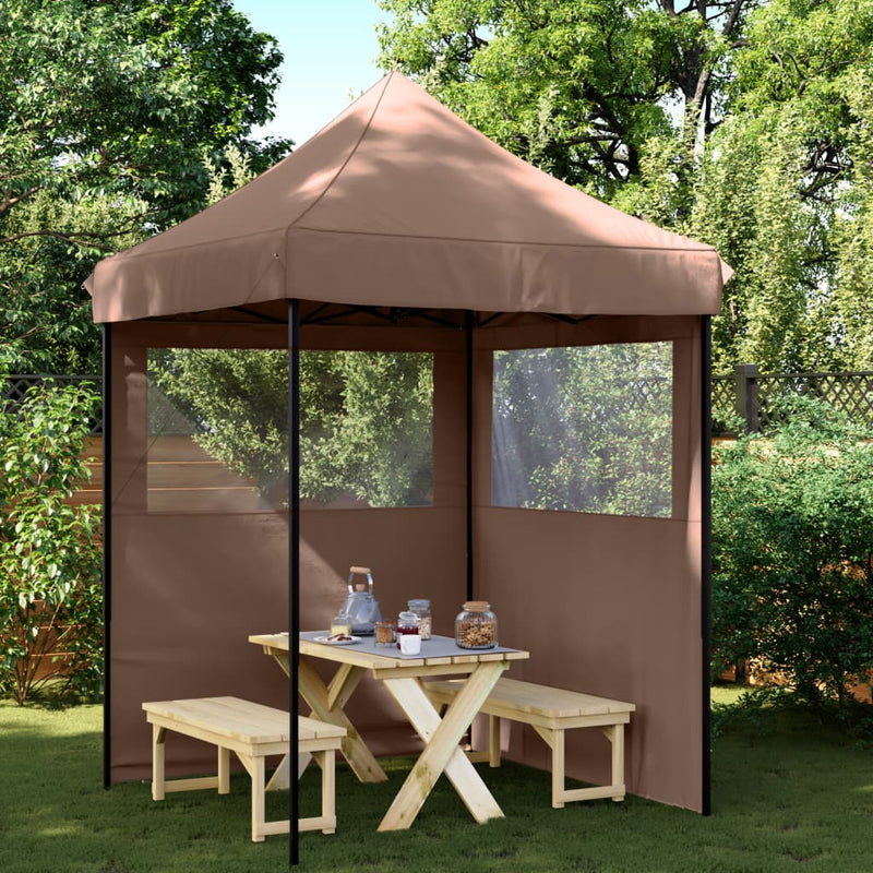 Load image into Gallery viewer, Vidaxl partytent inklapbaar pop-up met 2 zijwanden bruin
