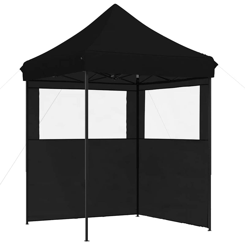 Afbeelding laden in galerijviewer, Vidaxl partytent inklapbaar pop-up met 2 zijwanden zwart
