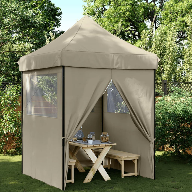 Load image into Gallery viewer, Vidaxl partytent inklapbaar pop-up met 4 zijwanden taupe
