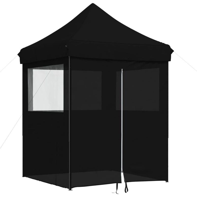 Afbeelding laden in galerijviewer, Vidaxl partytent inklapbaar pop-up met 4 zijwanden zwart
