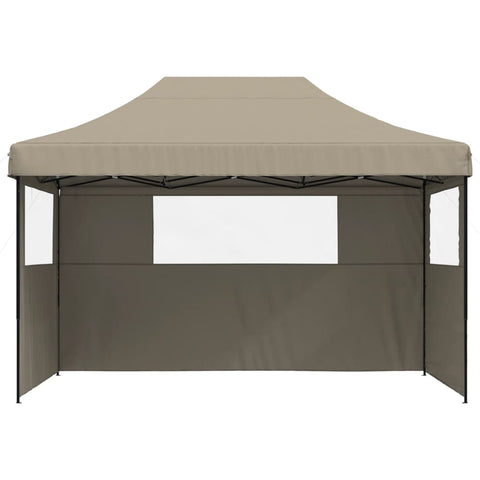 VidaXL Partytent inklapbaar pop-up met 3 zijwanden taupe