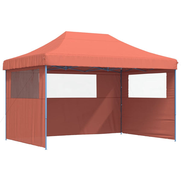 VidaXL Partytent inklapbaar pop-up met 3 zijwanden terracottakleurig