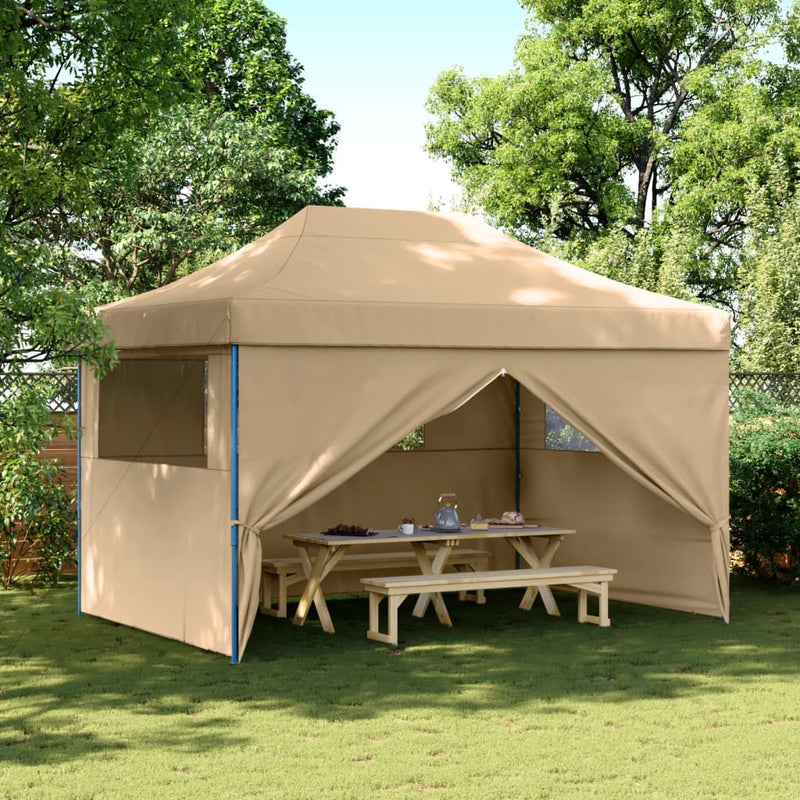 Load image into Gallery viewer, Vidaxl partytent inklapbaar pop-up met 4 zijwanden beige
