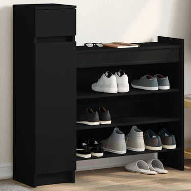 Vidaxl schoenenkast 100,5x28x100 cm bewerkt hout zwart