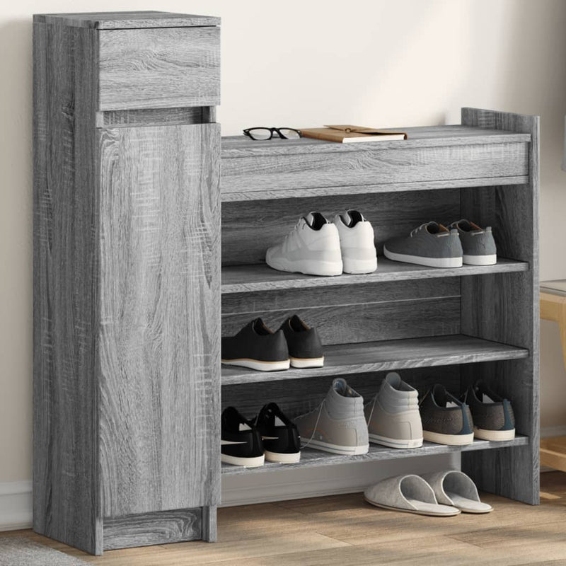 Load image into Gallery viewer, Vidaxl schoenenkast 100,5x28x100 cm bewerkt hout grijs sonoma eiken
