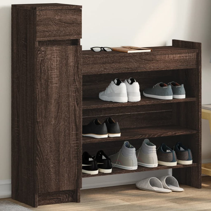 Load image into Gallery viewer, VidaXL Schoenenkast 100,5x28x100 cm bewerkt hout bruin eikenkleurig
