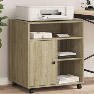 Vidaxl printerkastje met wielen 60x50x67 cm sonoma eikenkleurig
