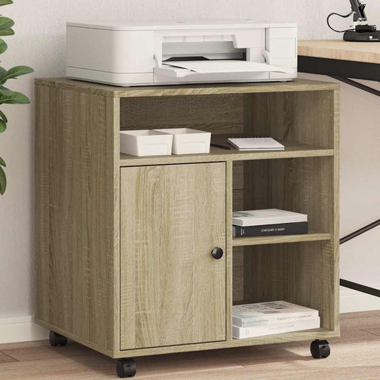 VidaXL Printerkastje met wielen 60x50x67 cm sonoma eikenkleurig