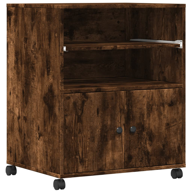 Load image into Gallery viewer, Vidaxl printerkastje met wielen 60x48x74 cm gerookt eikenkleurig

