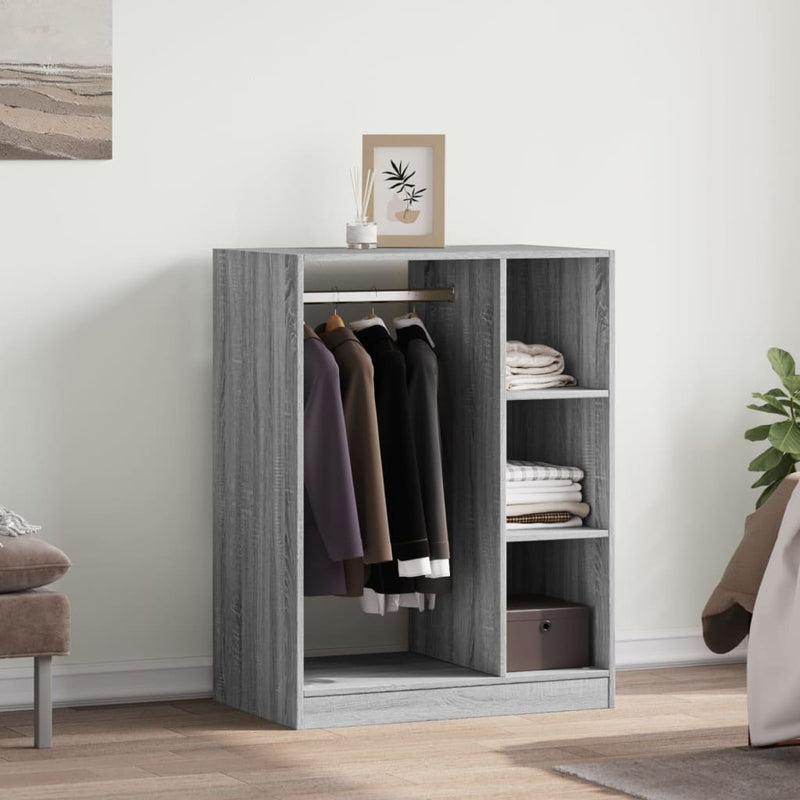 Load image into Gallery viewer, Vidaxl kledingkast 77x48x102 cm bewerkt hout grijs sonoma eikenkleurig
