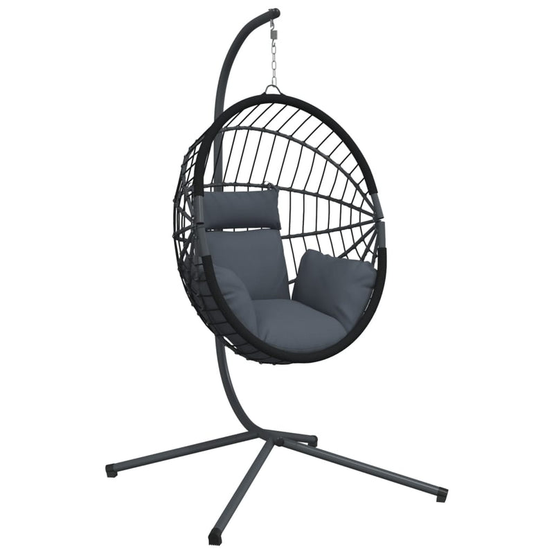 Load image into Gallery viewer, Vidaxl hangstoel met standaard rattan en staal antracietkleurig
