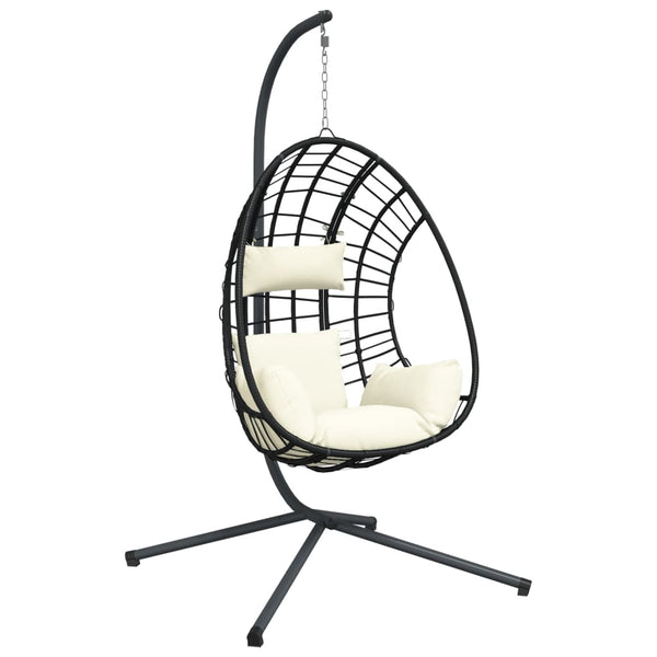 VidaXL Hangstoel met standaard rattan en staal beige