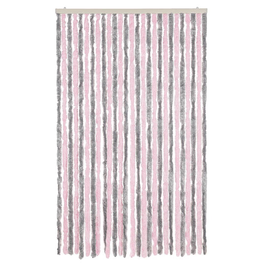Vidaxl vliegengordijn 118x220 cm chenille zilvergrijs en roze