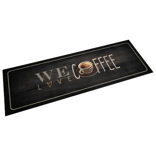 Vidaxl keukenmat wasbaar koffietekst 60x180 cm fluweel