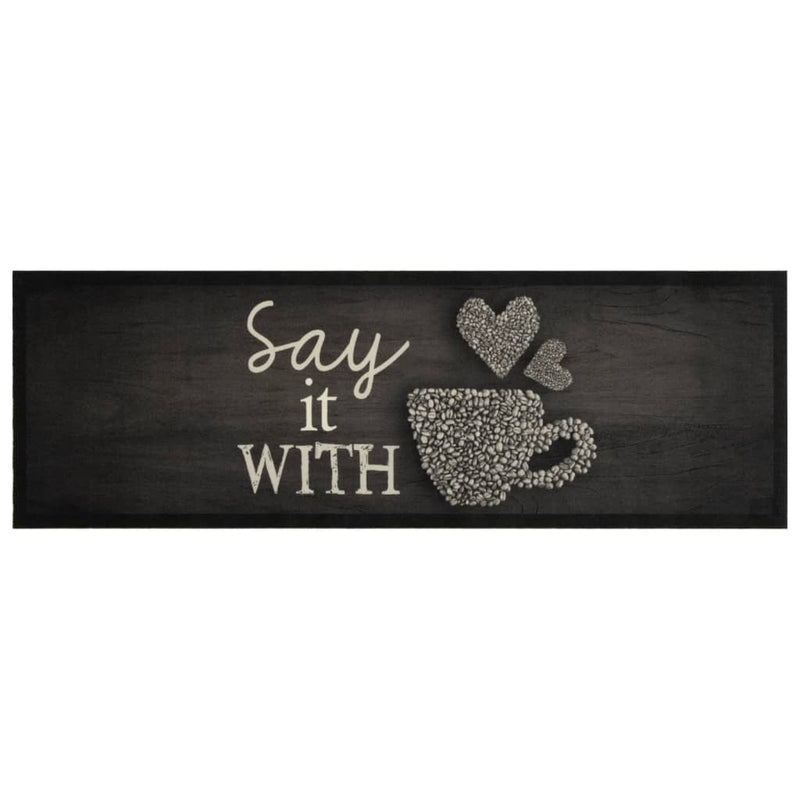 Load image into Gallery viewer, Vidaxl keukenmat wasbaar kopjeprint 60x180 cm fluweel zwart
