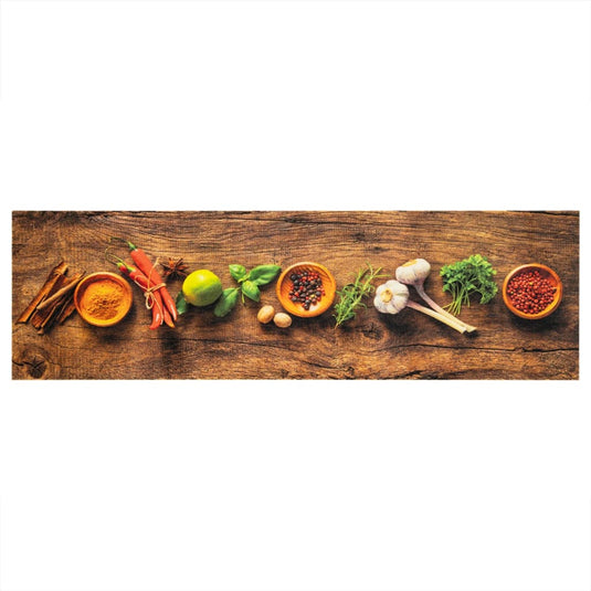 Vidaxl keukenmat wasbaar kruidenprint 45x150 cm fluweel