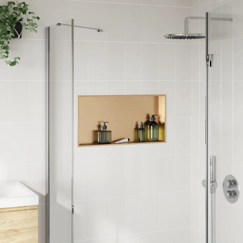Afbeelding laden in galerijviewer, Vidaxl douchenis 62x32x9 cm roestvrijstaal geborsteld goudkleurig
