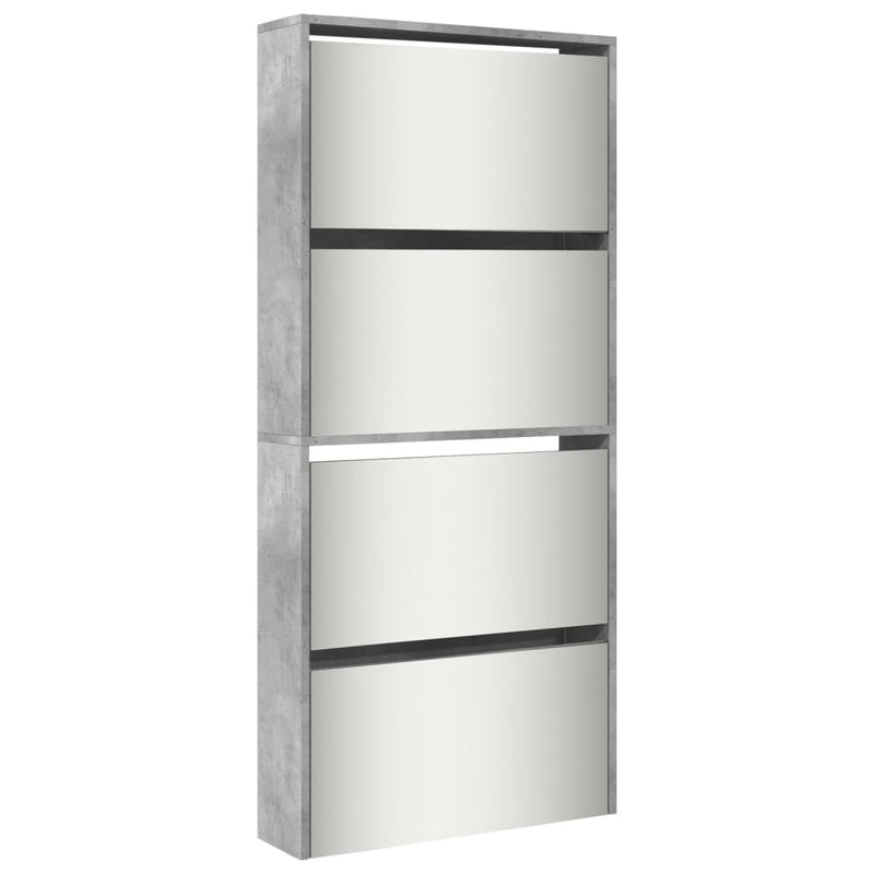 Load image into Gallery viewer, VidaXL Schoenenkast met spiegel 4-laags 63x17x134 cm betongrijs
