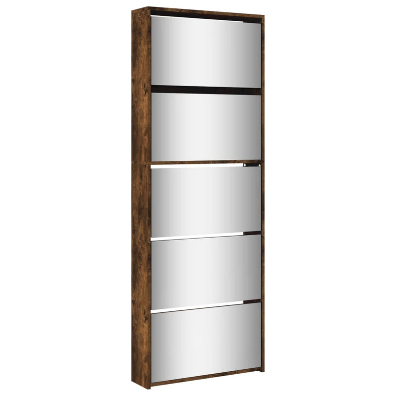 Load image into Gallery viewer, VidaXL Schoenenkast met spiegel 5-laags 63x17x169,5 cm gerookt eiken
