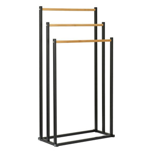 Bathroom solutions handdoekrek 45x23x85 cm metaal bamboe zwart