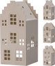 Theelichthouder huis 17cm 3 assorti - wit