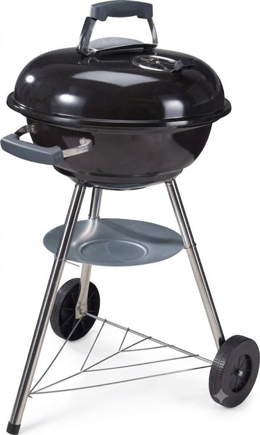 Bbq collection bbq grill style kogelbarbecue met deksel en wielen houtskool bbq 45cm zwart