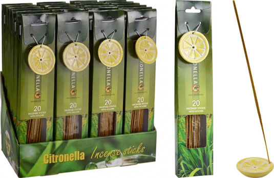 Citronella wierook stokjes 20 stuks incl. houder