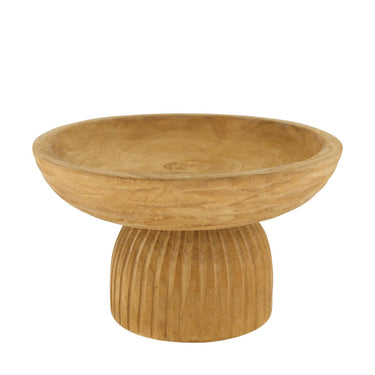 Dijk natural collections schaal hout op voet ã˜28x16cm