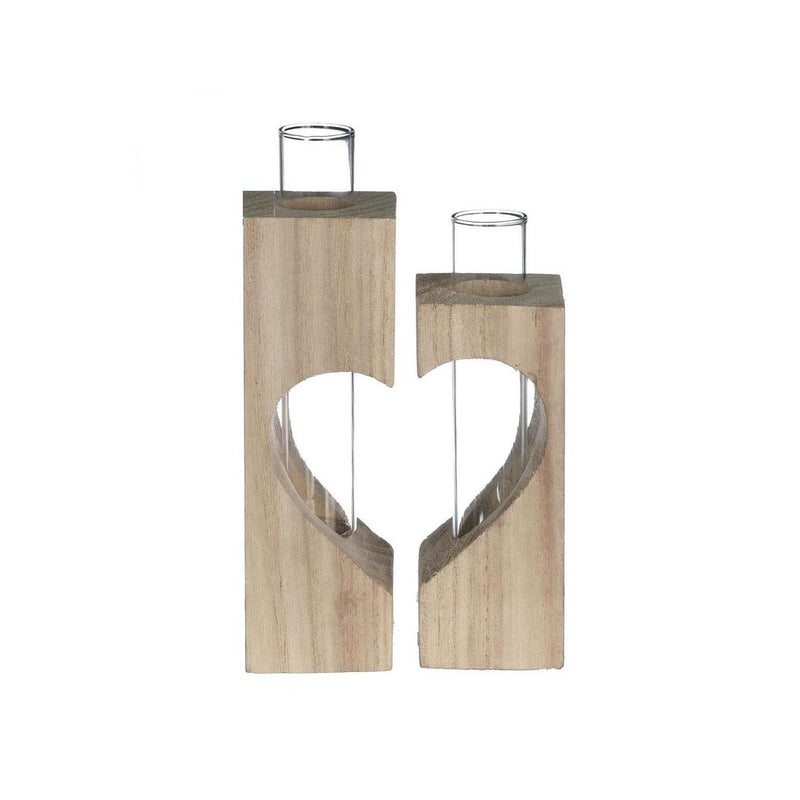 Load image into Gallery viewer, Ideas 4 seasons houten buishouder hart 4x4xh14,5cm set 2
