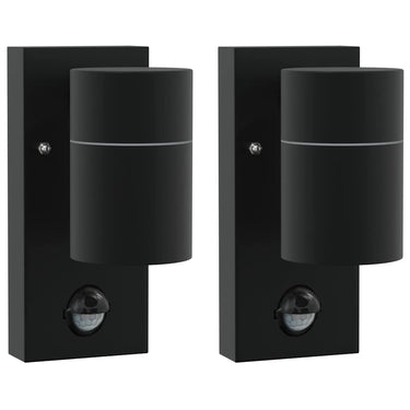 Vidaxl buiten wandlamp 2 pcs zwart 6,5 x 10,5 x 16 cm rvs en glas