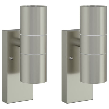 Vidaxl buiten wandlamp 2 pcs zilver 7 x 10 x 22 cm rvs en glas