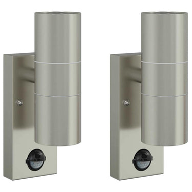 Vidaxl buiten wandlamp 2 pcs zilver 7 x 10 x 22 cm rvs en glas