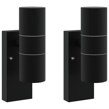Vidaxl buiten wandlamp 2 pcs zwart 7 x 10 x 22 cm rvs en glas
