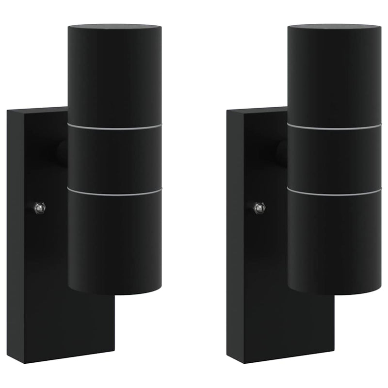 Load image into Gallery viewer, Vidaxl buiten wandlamp 2 pcs zwart 7 x 10 x 22 cm rvs en glas
