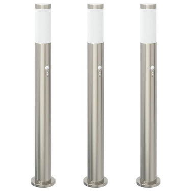 Vidaxl bolderverlichting met sensor 3 stuks 80 cm rvs ip44