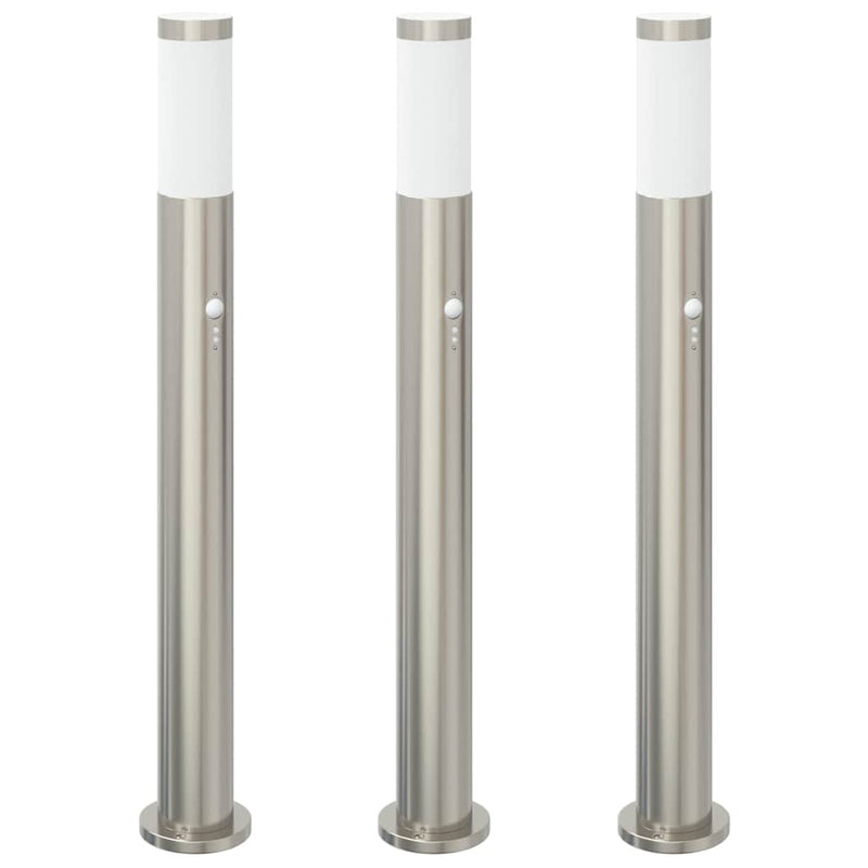 Load image into Gallery viewer, Vidaxl bolderverlichting met sensor 3 stuks 80 cm rvs ip44
